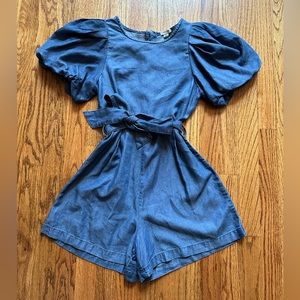 Habitual, Girls Denim Romper, sz 12, bell sleeves